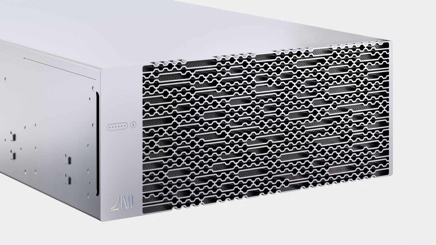 Side view of the Lightmatter Blade device showcasing its compact form factor