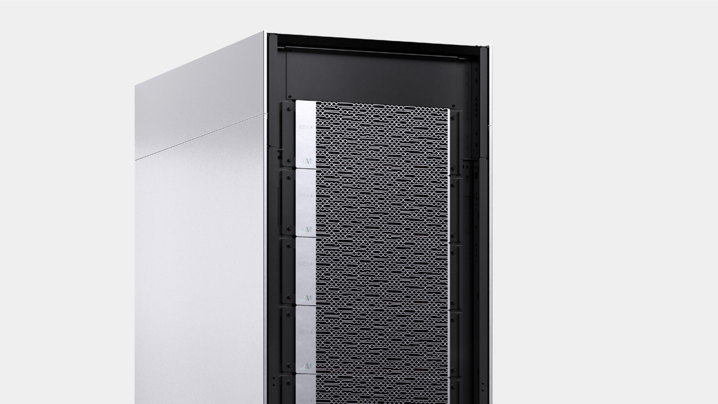 Side view of the Lightmatter Rack demonstrating its modular design
